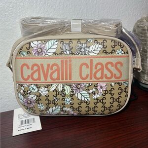 Cavalli Class Beige Floral Crossbody Bag